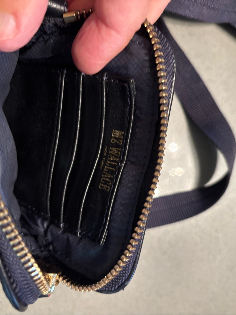 MZ Wallace Navy Quilted Mini Crossbody with Gold Zipper - Picture 2 of 3